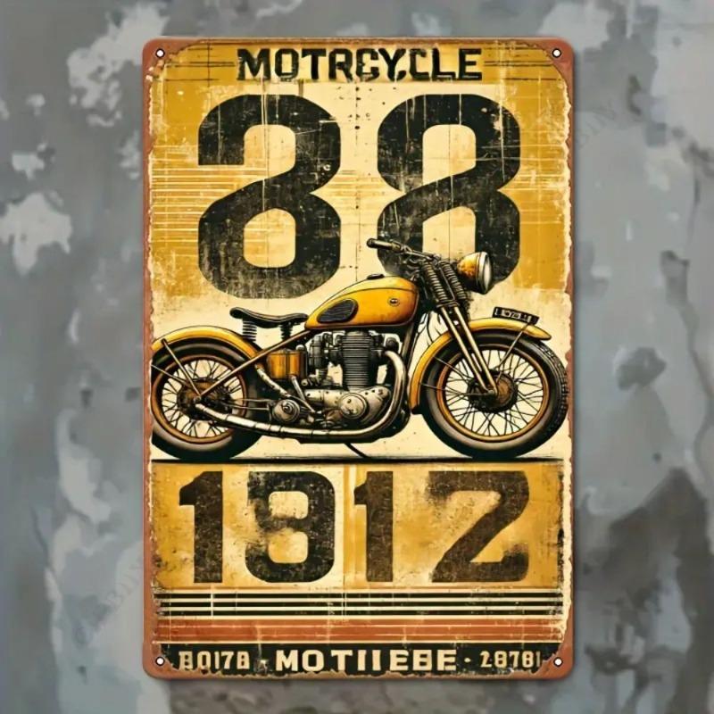 Motorcycle Metal Wall Sign, Garage Bar Decor 20x30cm