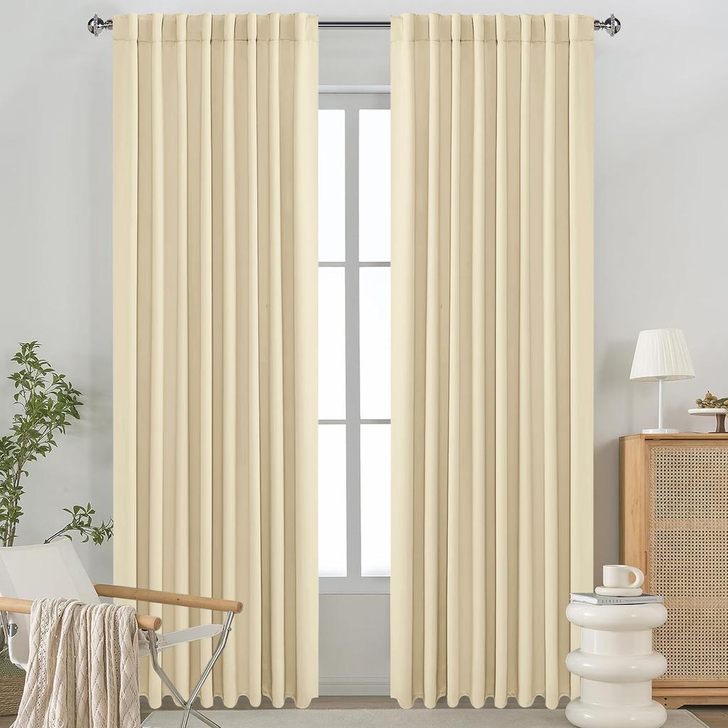 Blackout Curtains for Living Room Darkening Functional Heading Solid Bedroom Curtains Ready-made Thermal Insulated Window Drapes