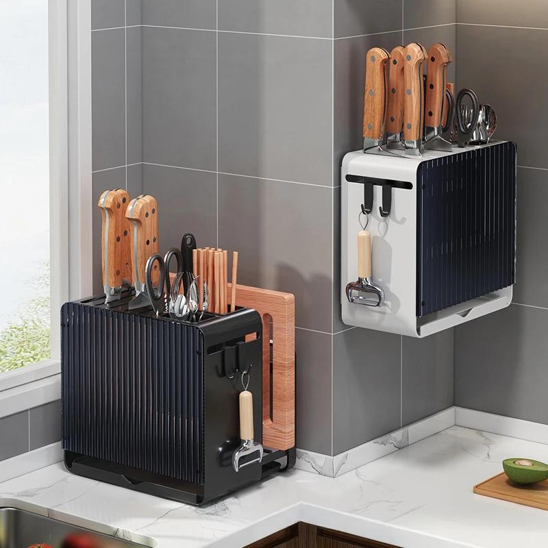 Multifunktionaler Messerhalter für die Küche, integrierter Küchenmesserhalter, kreativer Schneidebrettständer, integriertes Regal, praktisch