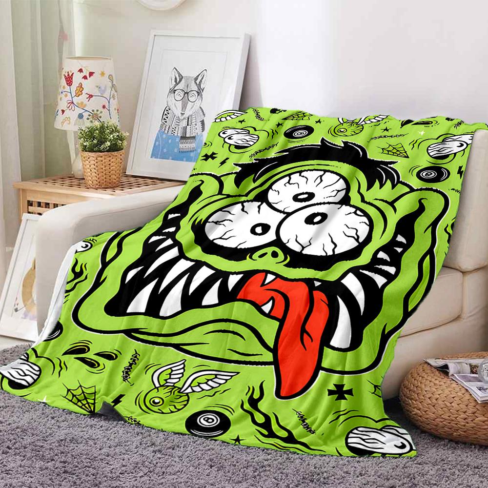 1Pc Alien Monster Flannel Blanket, Soft And Comfortable, Casual Warm, Camping Travel, Christmas, Halloween Xmas Gift L1217