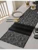1pc Black Polyester Lace Spider Web Table Runner | American Halloween Party Gift Home Dining Decor, Ghost Festival, Festive Tabletop Accessory