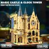 MOC City Hogwarts Magic Castle Clock Tower Street View Building Blocks Construction Bricks Toys for Kids Adults Christmas Gifts