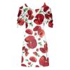 Women's Elegant And Sexy Two-Shoulder Cut-Out Flower Print Short-Sleeved Beach Dress