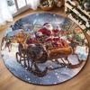 Santa Claus Sled Round Door Mat Carpet Christmas Tree Rug Snowman Round Carpet Bedroom Mat Festival Home Decoration Floor Mat