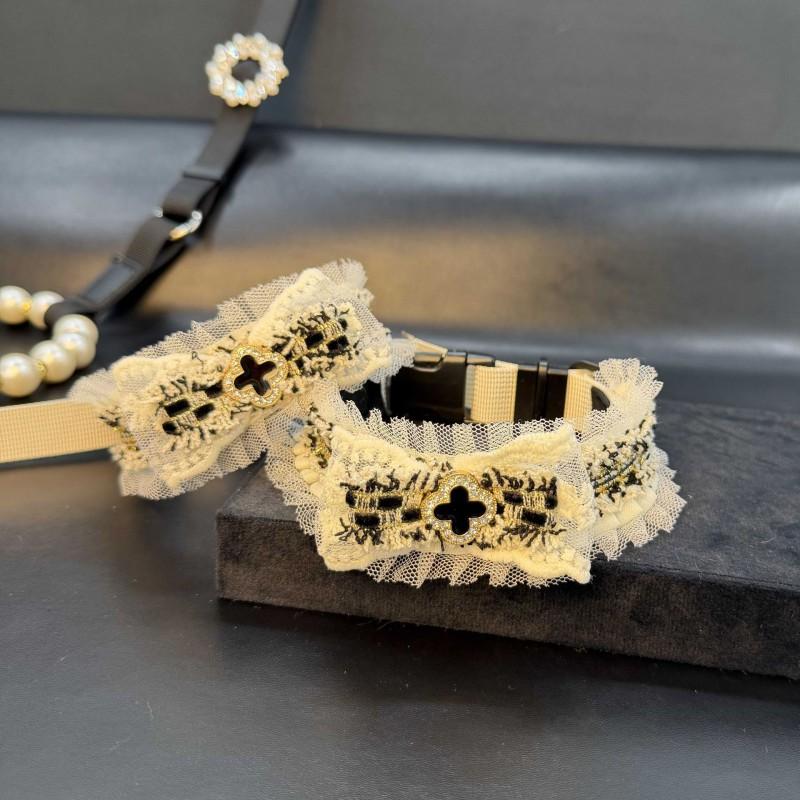 French Lolita Lace Bow Dog Collar Small Medium Dogs Princess Style Pet