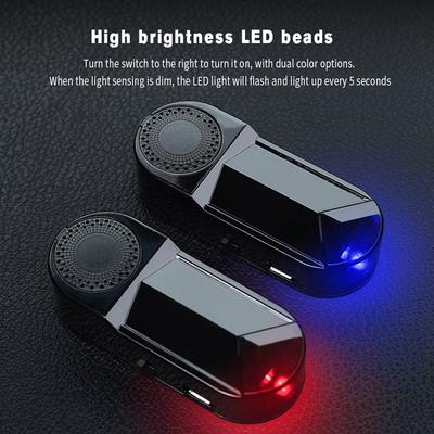 2-in-1 Car Fake Security Light Solar Powered Wireless LED Warning Light Simulated Alarm Car Interior Solar Powered Lamp