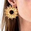 European-American Hollow Sunflower Stud Earrings: Elegant Geometric Floral Design