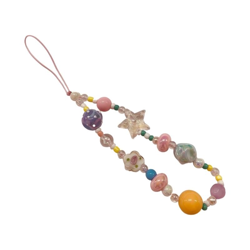 

Women Girls Cellphone Pendant Mobilephone Hanging Cord Elegant Plastic Beaded Telephone Strap Jewelry Fashion Accessory 1