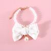 Pet Necklace Elegant Adjustable Cat Dog Collar with Faux Pearl Bow Cute Pet Neck Circle Pet Accessory