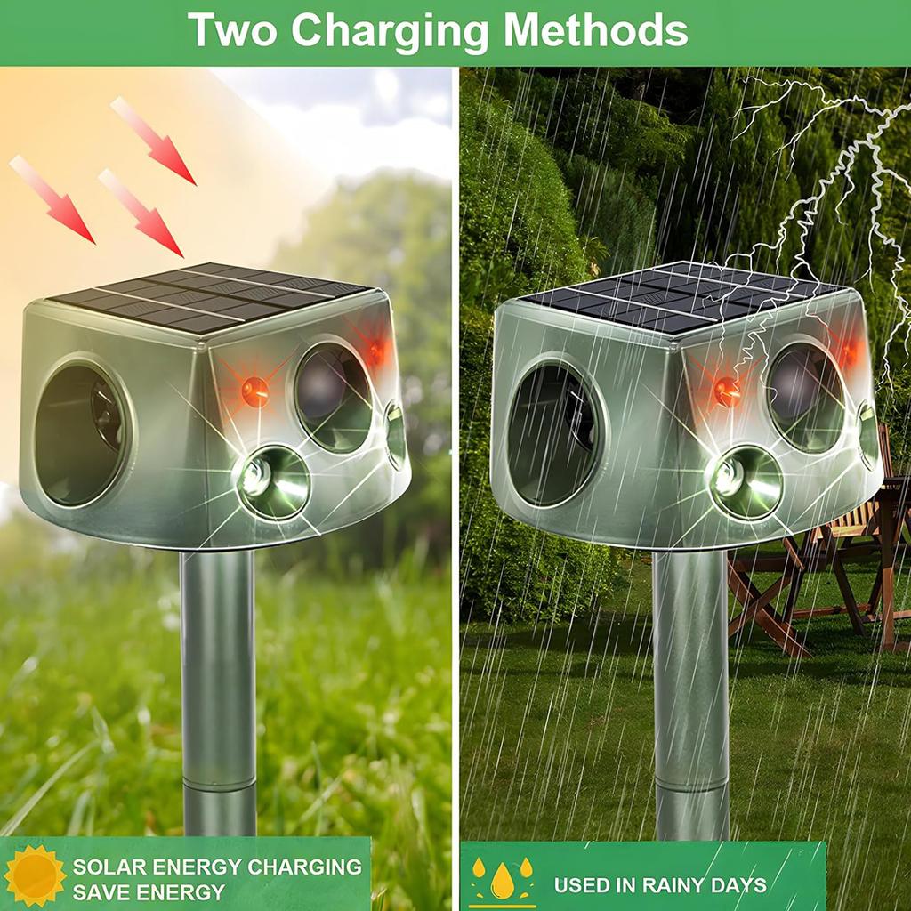 Solar Repellent ABS Material Ultrasonic Animal Repellent Solar Powered Ultrasonic Animal Control for Farm Garden Lawn