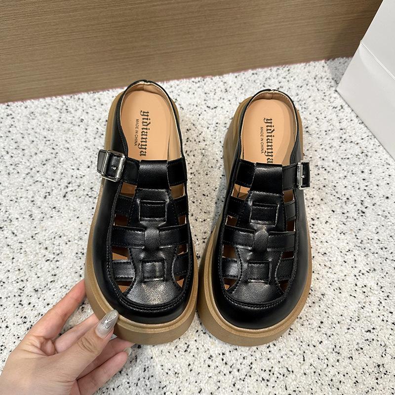 Roman Sandals Women's 2025 New Summer Single Shoes Versatile Bag Head Outer Wear with Skirt Bag Head Half Drag