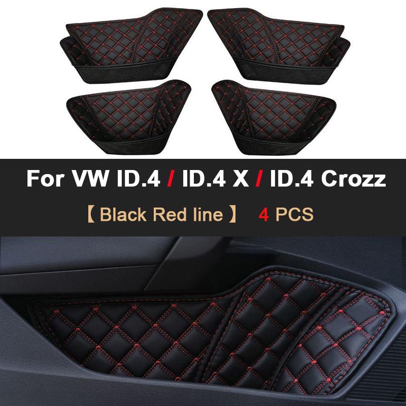 For Volkswagen VW ID.4 Crozz X -2025 Car Door Storage Box Protector Pads Cover Leather Slot Organizer Pockets Accessories