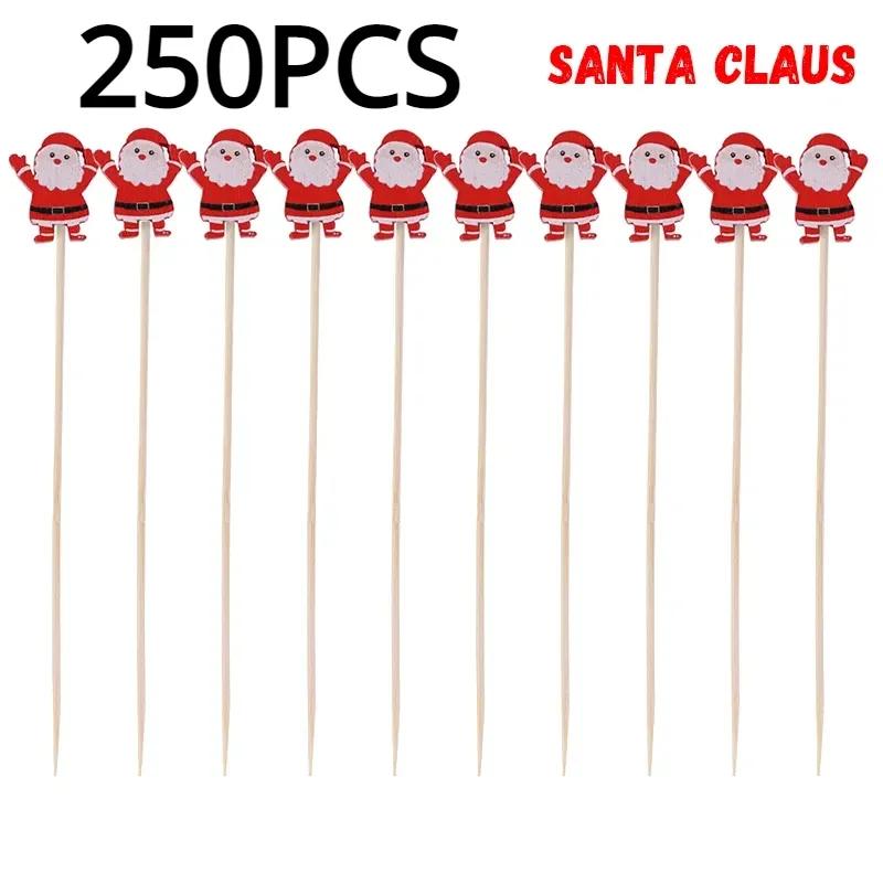 50 Stück/Set Weihnachten Fruchtspieße Einweg Bambusspieße Schneeflocke Weihnachtsbaum Elch Weihnachtsmann Schneemann Spieße Weihnachtsdekoration