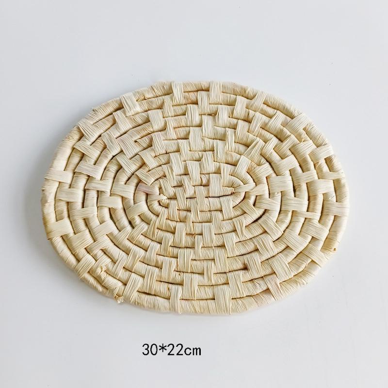 

Flat weaving craft placemat, corn husk table mat, straw woven insulation mat, oval anti-scalding mat, household table mat L