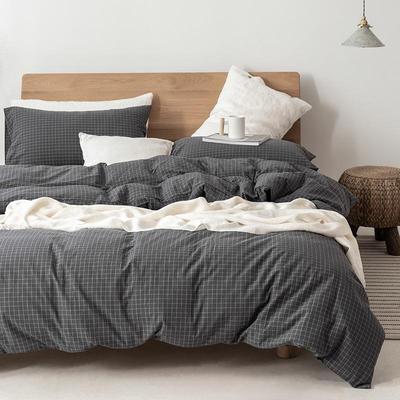 G5Z High-Quality Japanese Washed Cotton Small Check 4-Piece Set