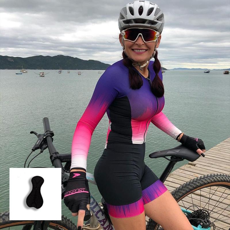 Outdoor Professional Cycling Mountain Bike Cycling Suit Women's Summer Long Sleeve Sunscreen Triathlon Onesie