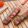 2pcs Portable BBQ Grilling Basket Stainless Steel Nonstick Barbecue Grill Basket Tools Grill Mesh for Meat Hamburger Barbecue Tools