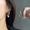Punk Silver Color Pearl Tassel Drop Earrings for Women Exquisite Metal Geometric C-Shaped Dangle Earrings Jewelry Accessories