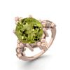 12X10mm Oval Peridot Solitaire 925 Sterling Silver Rose Vermeil Beaded Women Engagement Ring
