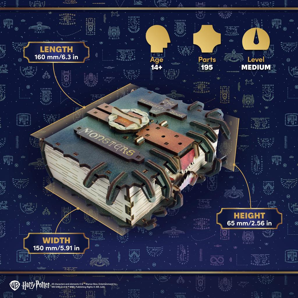 Ugears The Monster Book of Monsters 70247 Harry Potter Wooden Block DIY Puzzle Assembly Toy Educational Wood Puzzle 3D Craft Kit Wooden 3D Puzzle