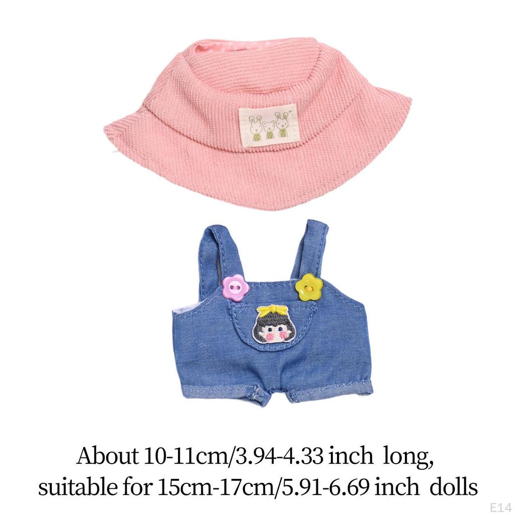 Doll Clothes for 15cm Plush Dress Up with Hat DIY Fashion Clothing Style A