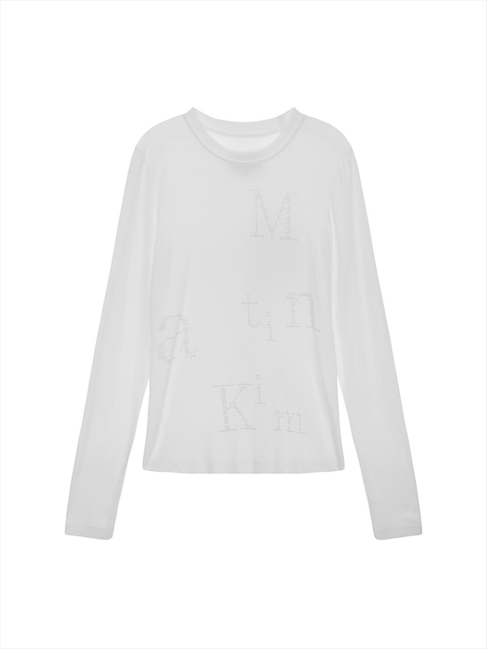 [Matinkim] Dot Graphic Logo Lettering Top S-WHITE