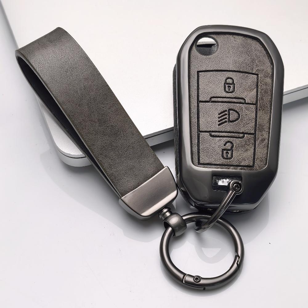 Zinc Alloy Leather Car Key Case Cover Holder For Peugeot 208 2008 301 308 3008 Rcz 508 408 2008 307 For Citroen C3 C4 Berlingo