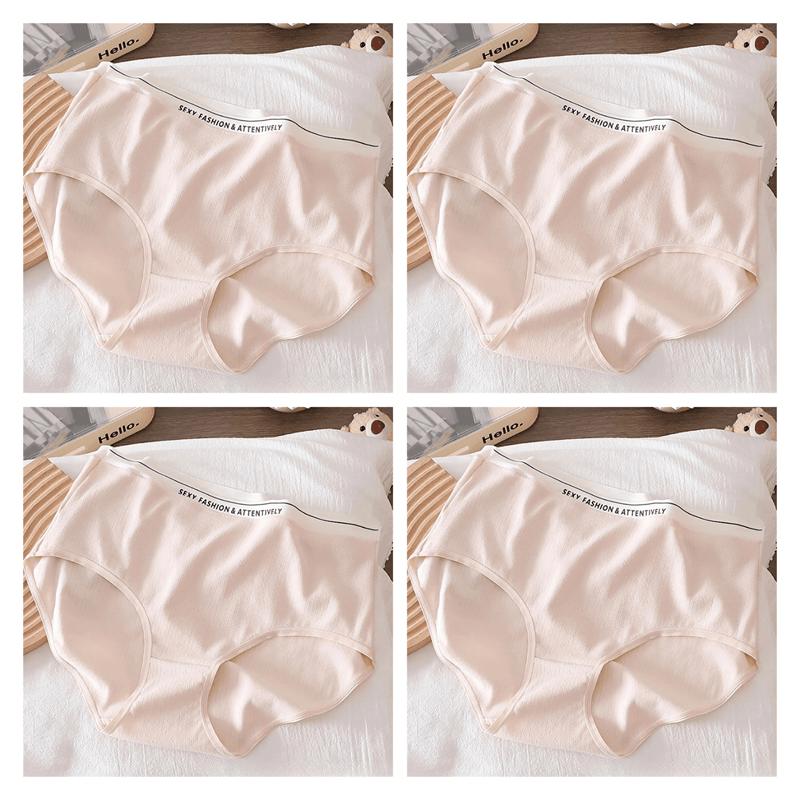 4 ks/Sada Dámské kalhotky s vysokým pasem Měkké prodyšné spodní prádlo Větší velikosti Zvedají hýždě Spodní prádlo L XL 2XL 3XL 4XL 5XL