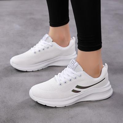 New Women's Shoes Soft Sole Casual Sports Women's Shoes Breathable Single Shoes Flying Weaving Mesh Outdoor Women's Running Shoe