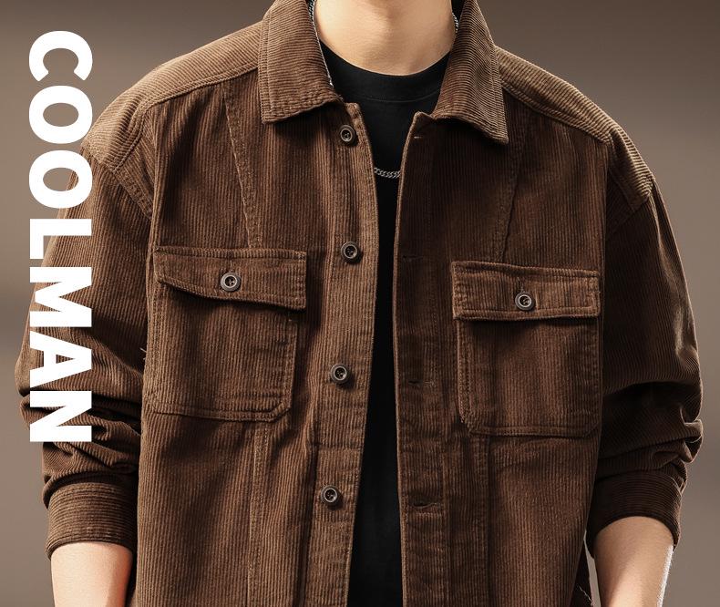 Men's High-End Corduroy Lapel Jacket - Autumn Casual AmeKaji Workwear Outerwear