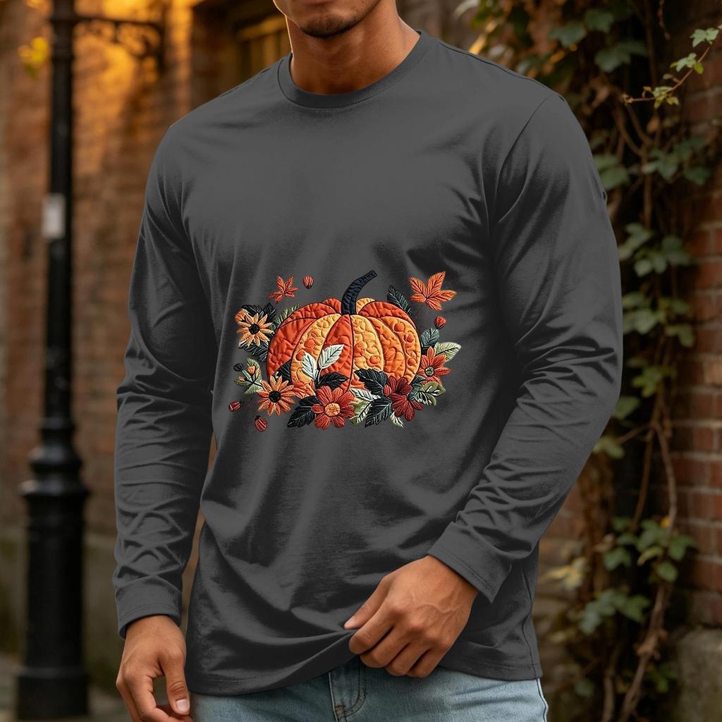 Men's Casual Long Sleeve Neck T-Shirt for Halloween