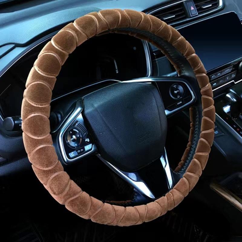 (1) Car Steering Wheel Cover Winter Short Plush Warm Steering Wheel Cover General Type 14-15 Inches