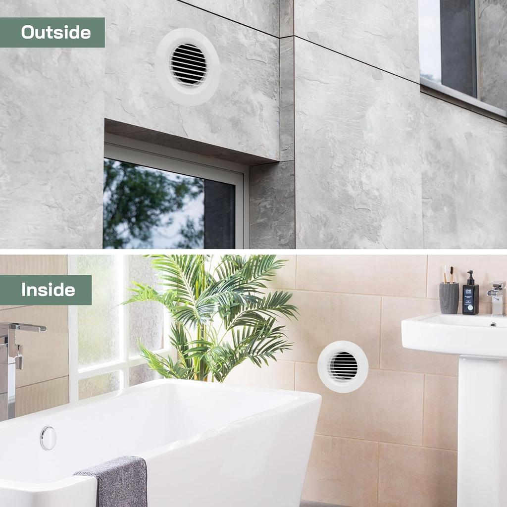 Round Air Vent Louver 150mm ABS Straight Blade Detachable Exhaust Bathroom Vent Cover for Office Kitchen