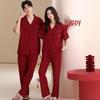Rote Jahr des Drachen Lyocell Baumwolle Paar Pyjamas: Kurzarm, Lange Hose, Lässiger Cardigan für Zuhause oder Draußen