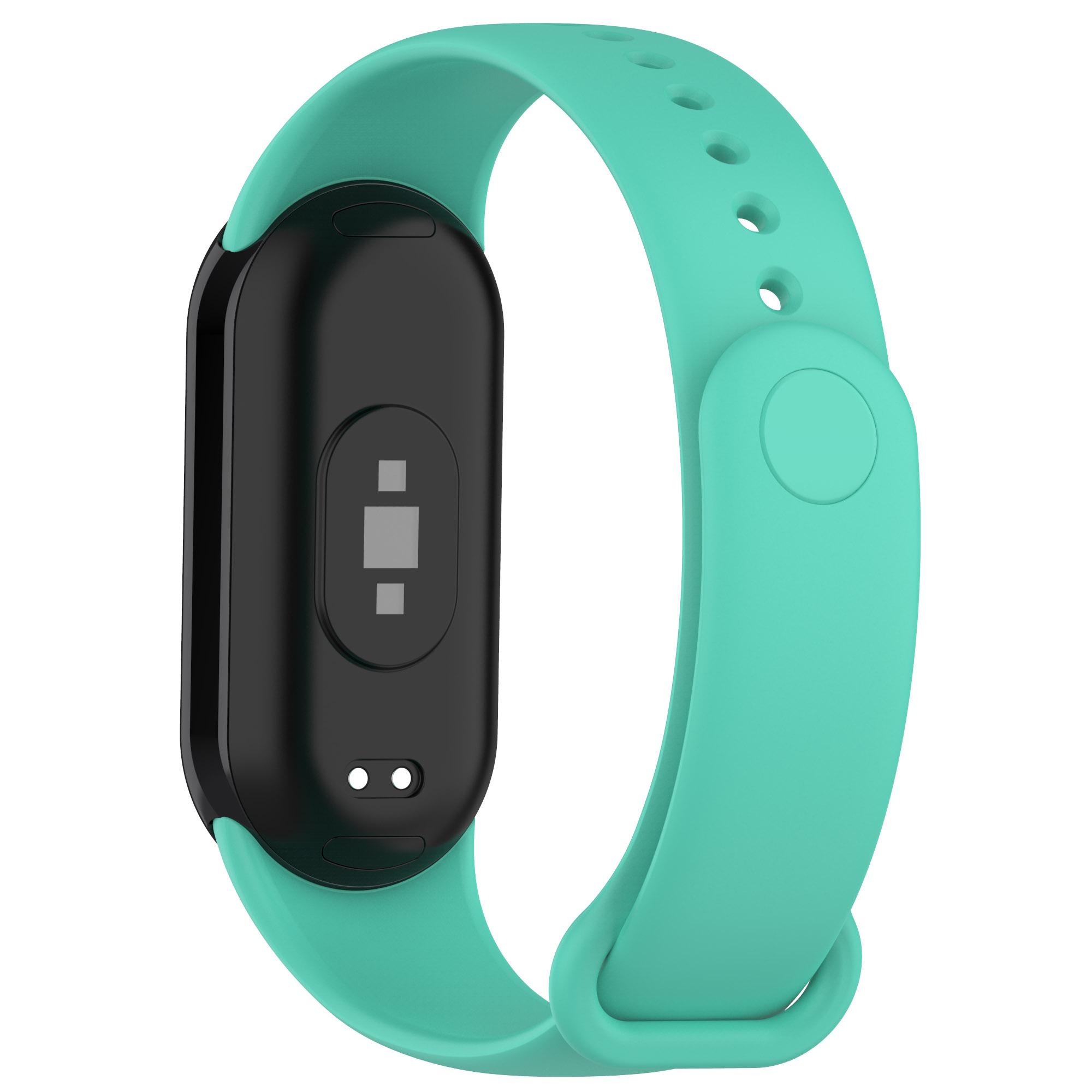

For Xiaomi Smart Band 10 NFC/10/9 NFC/9/8 NFC/8 Solid Color Silicone Watch Strap Replacement Wrist Band Cyan
