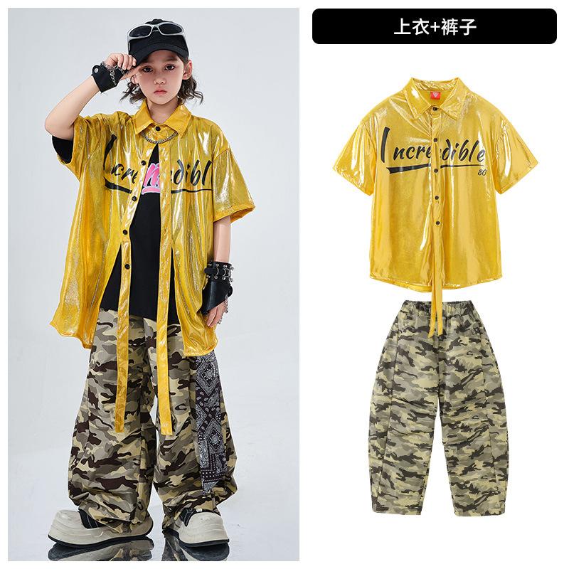 Children'S Hip-Hop Trendy Clothes Boys' Hip-Hop Fried Street Hiphop Performance Clothes Are Trendy And Cool Children'S Summer Two-Piece Short Sleeves