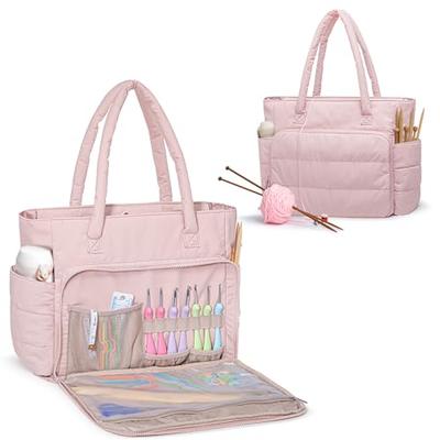 Teamoy Knitting Tote Bag, Lightweight, Perfect for Knitting Needles, Knitting Supplies, and Unfinished Projects, Perfect for Storage and Transport, Pi