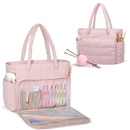 

Teamoy Knitting Tote Bag, Lightweight, Perfect for Knitting Needles, Knitting Supplies, and Unfinished Projects, Perfect for Storage and Transport, Pi