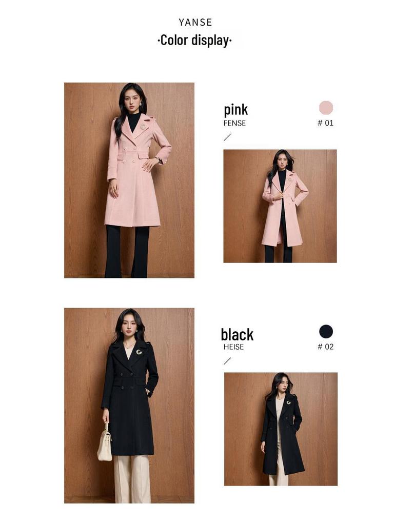 Women's High-End Double-Breasted Wool Coat: Autumn/Winter Korean Style, Mid-Length, Tall Fit, Goddess Temperament
