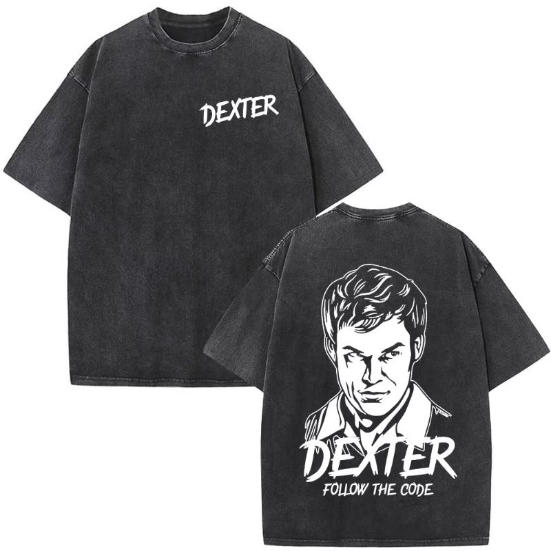 TV Play Dexter Morgan Vintage Washed Tshirts Unisexs Women Clothing Casual Cotton Oversized T Shirts Fashion Hip Hop Tshirt Tops
