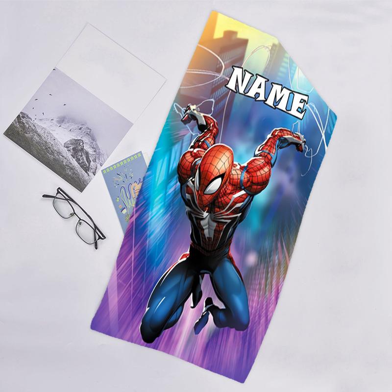 1pc Spider Man1 Beach Towel with Custom Name, Beach/Swimming/Bath/Picnic/Camping Towel, Suitable for Seaside Beaches