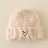 2Pcs/Set Kids Hat Scarf Set Solid Color Heart Pattern Thickened Warm Knitting Hat Long Scarf Set Elastic Fit Winter Wear