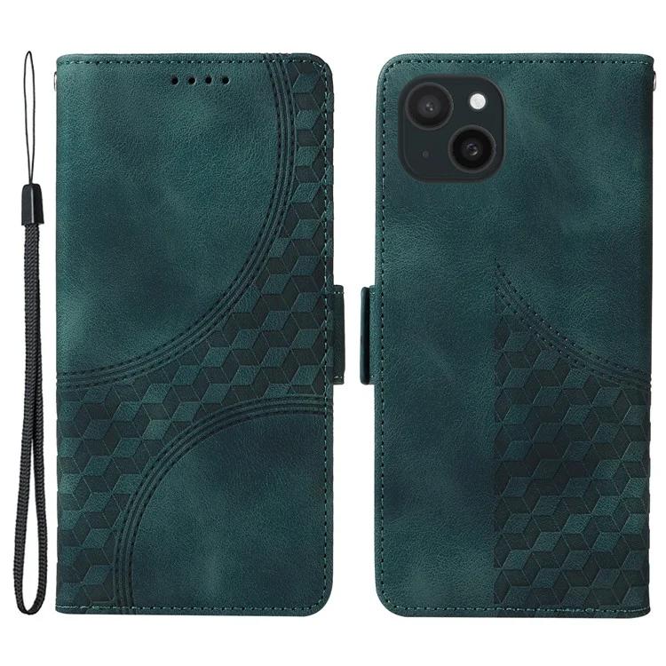 

For iPhone 15 Plus Wallet Case Rhombus Starry Phone Leather Cover - Green