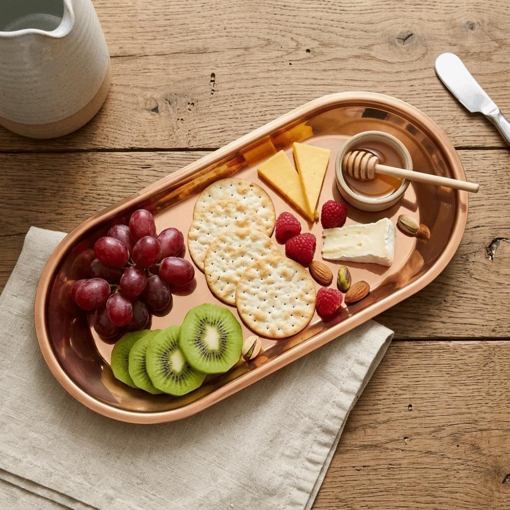 Rustless steel Towel Tray Oval Outline Storage Tray Decorative Look Display Dish  Fruit Nut Storage