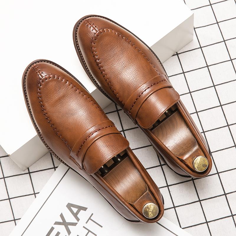 Fashion Mens Casual Leather Shoes 2025 Spring Autumn Solid Color Design Comfy Men's Dress Shoes Daily Outdoor Leisure Business Shoes