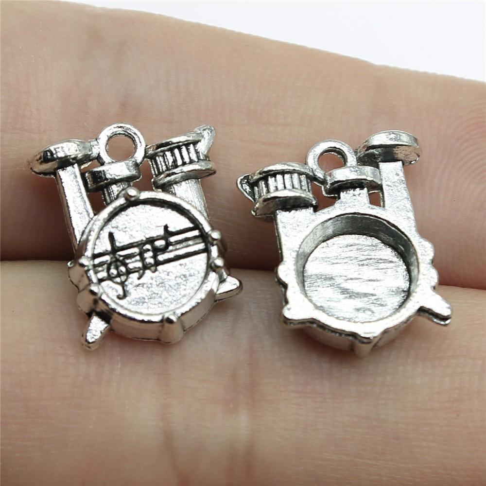 10pcs Musical Instrument Charms Antique Silver Color Guitar Microphone Violin French Horn Charms For Jewelry Making
