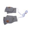 USB Heated Gloves Fingerless for Men Women Acrylic Fiber Electric Hand Warming Gloves for Winter Skiing Gaming Light Gray