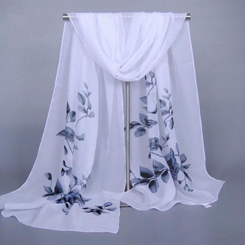 

Flowers Women Fantastic Printed Long Soft Chiffon Scarf Wrap Shawl Stole Scarves сірий