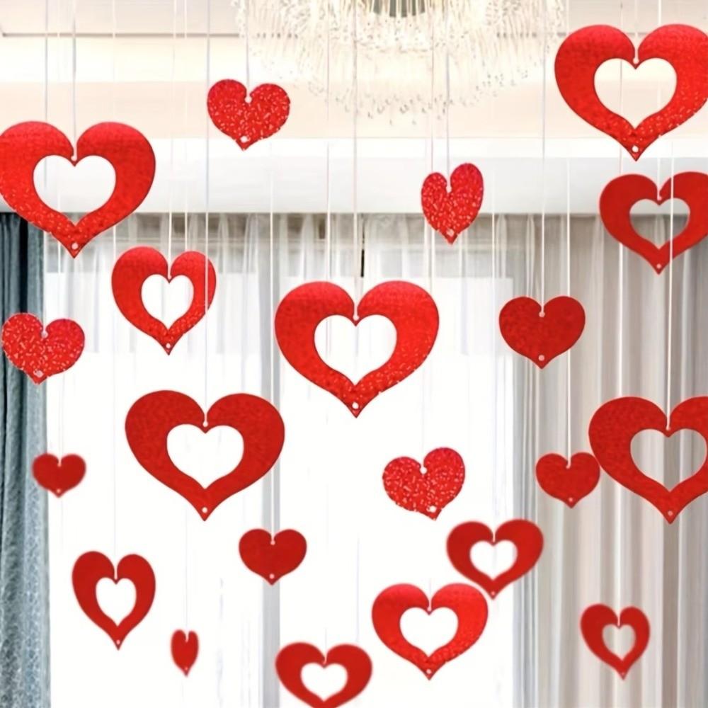 Laser Sequin Valentine's Day Love Pulling DIY Love Heart Hanging Curtain  Couple Anniversary