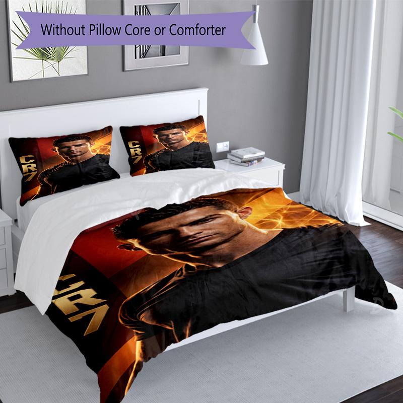 Ronaldo's Iconic Number Seven Bedding Set, Breathable Duvet Cover with Pillowcases, Soft Bed Linen for Bedroom Home Decoration, Perfect Festival Birth